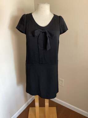 Gerard Darel Black Bow Front Short Sleeve Dress Size 38
